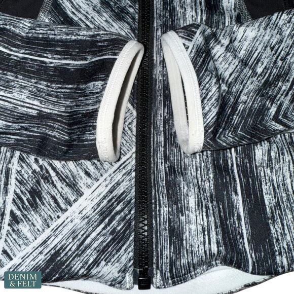 Lululemon Karmacollected Jacket Black White Brush Print Full Zip Size 4 - Picture 16 of 16